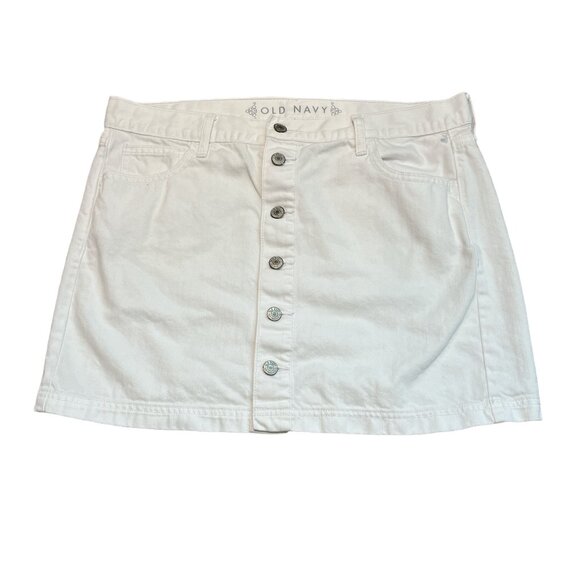 OLD NAVY Mini Skirt Denim White Size 12 Cotton - Picture 3 of 9